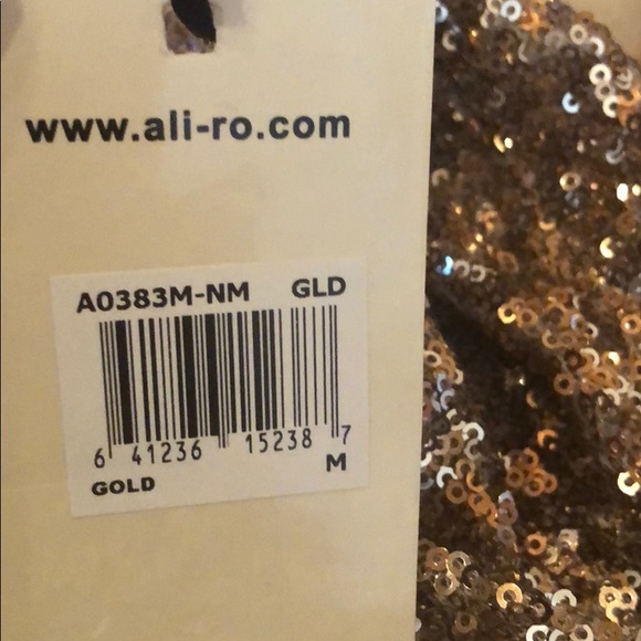 Ali Ro Ruched V-Neck Gold Sequin Dress - Picture 8 of 8